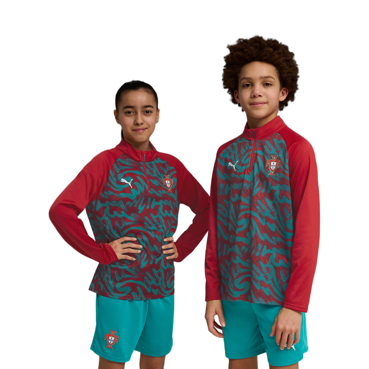 FPF WARM UP 1/4 ZIP TOP JR , RED L