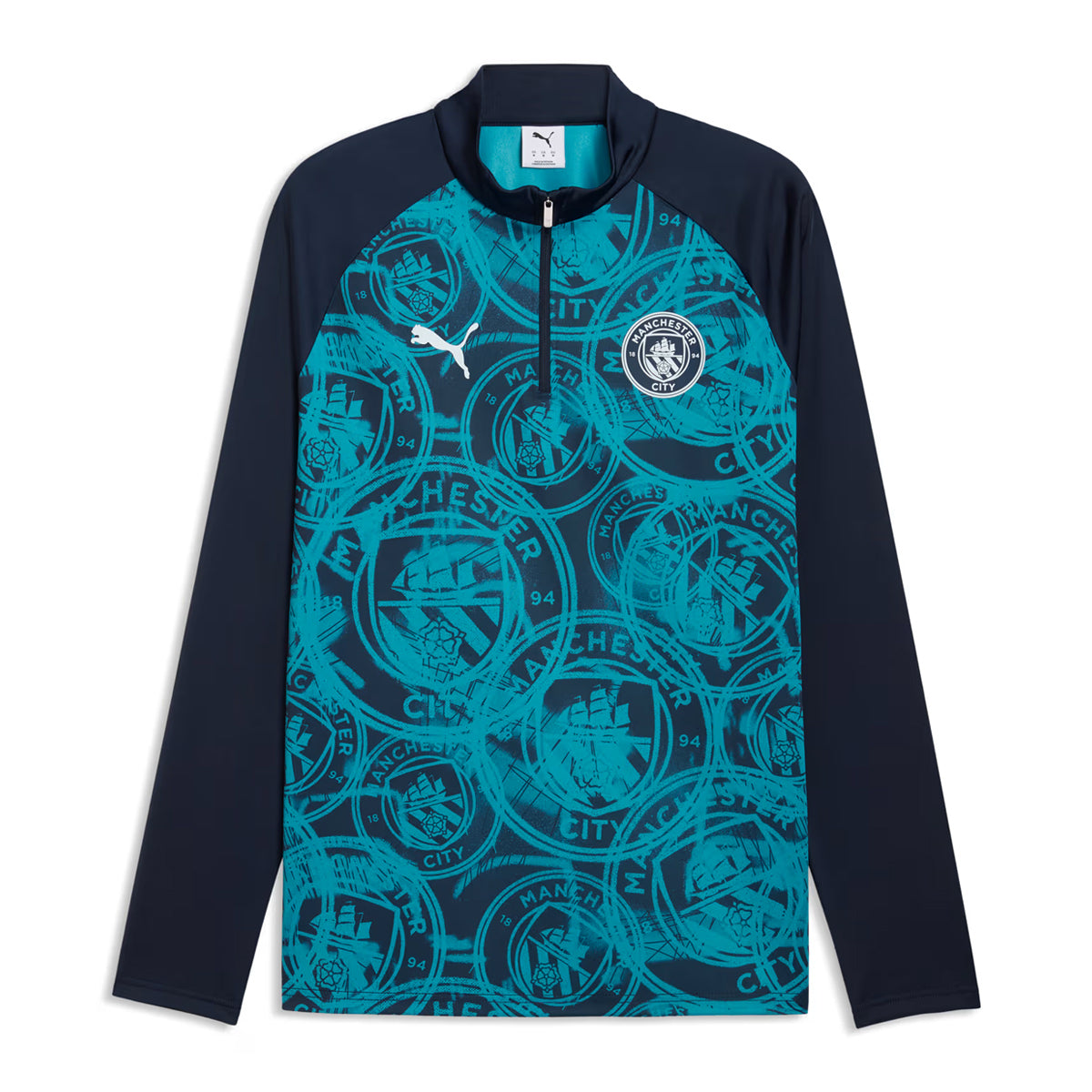 MCFC WARM UP 1/4 ZIP TOP , BLUE L