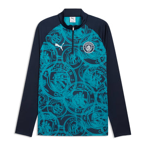 MCFC WARM UP 1/4 ZIP TOP , BLUE L
