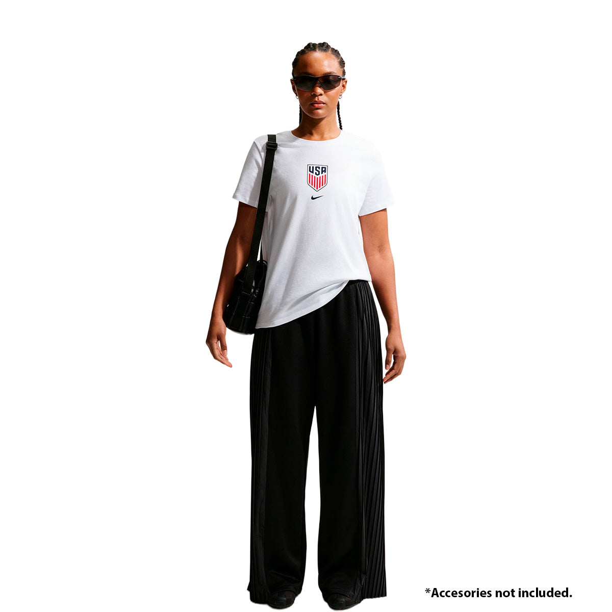 USA W NK CREST TEE L