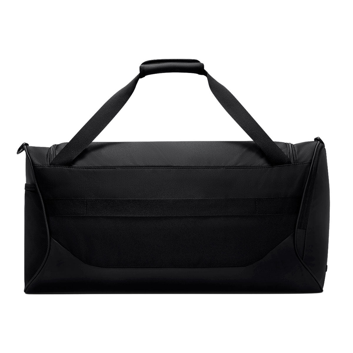 Black Nike Academy Duffel Bag for official soccer gear, featuring two top carry handles and side zippered pockets.