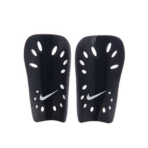 Pair of black vented Nike J Shin Guards with a white swoosh logo, perfect for completing your official soccer gear.